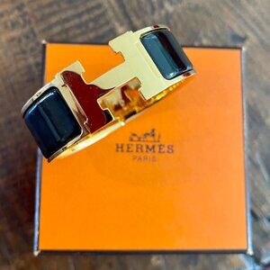 Hermes Clic Clac H Bracelet Gold & Black NIB